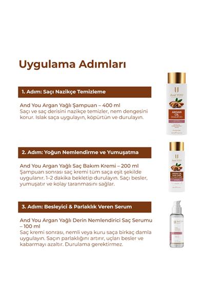 And You Argan Yağlı Yoğun Onarıcı 3lü Saç Bakım Seti (Yoğun Nem & Canlandırıcı)