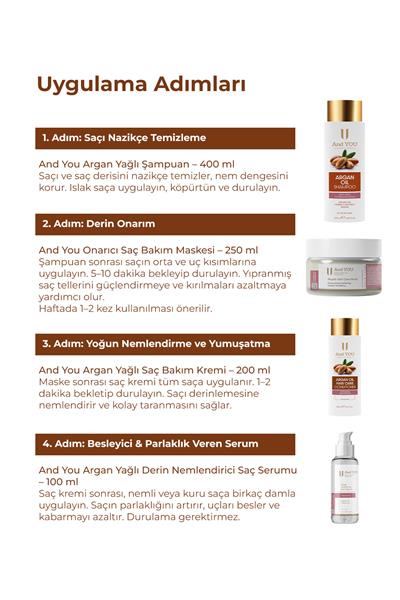 And You Argan Yağlı Yoğun Onarıcı 4lü Saç Bakım Seti