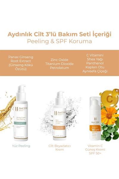 And You Aydınlık Cilt 3lü Bakım Seti ( Peeling & SPF Koruma)