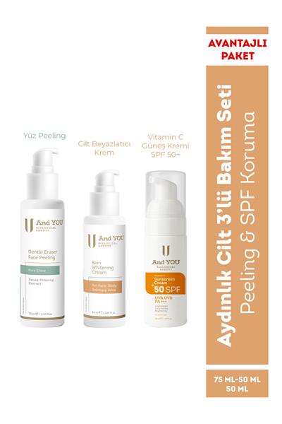 And You Aydınlık Cilt 3lü Bakım Seti ( Peeling & SPF Koruma)