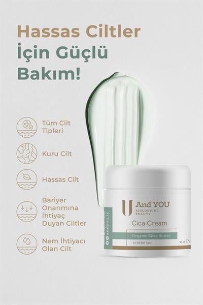 And You Cica Krem 50 ml Hassas Ciltler İçin Yatıştırıcı ve Nemlendirici