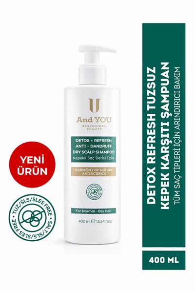 And You Detox Refresh Tuzsuz Kepek Karşıtı Şampuan – Tüm Saç Tipleri İçin Arındırıcı Bakım 400 ml