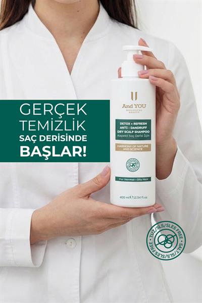 And You Detox Refresh Tuzsuz Kepek Karşıtı Şampuan – Tüm Saç Tipleri İçin Arındırıcı Bakım 400 ml