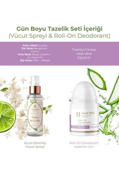 And You Gün Boyu Tazelik Seti (Vücut Spreyi & Roll-On Deodorant)