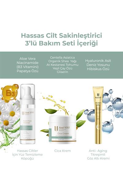 And You Hassas Cilt Sakinleştirici 3lü Bakım Seti