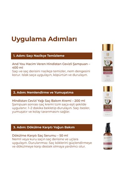 And You Hindistan Cevizli Hacim ve Dökülme Karşıtı 3lü Saç Bakım Seti