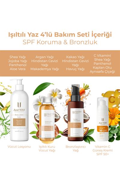 And You Işıltılı Yaz 4lü Bakım Seti (SPF Koruma & Bronzluk)