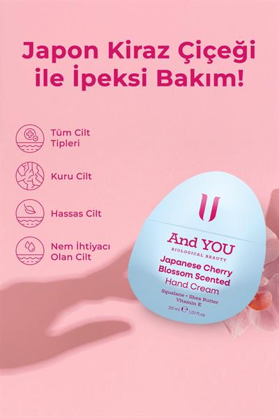 And You Japon Kiraz Çiçeği El Kremi 30 ml İpeksi ve Nemlendirici