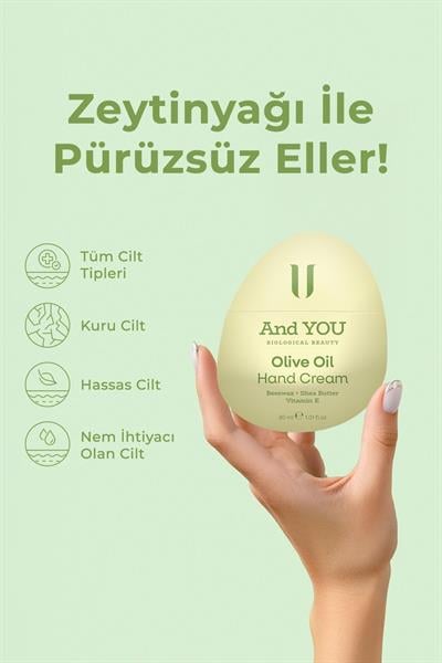 And You Zeytinyağlı El Kremi 30 ml Onarıcı ve Nemlendirici