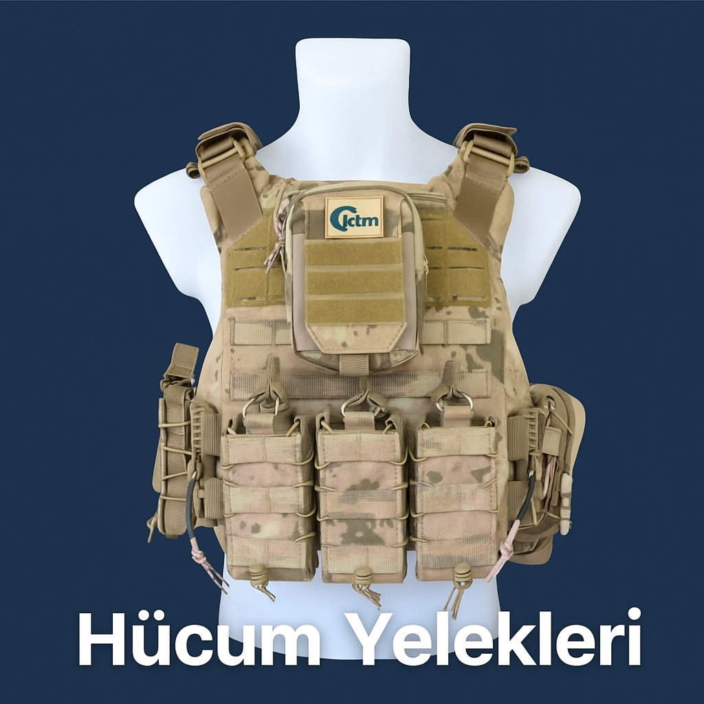 MOLLE sistemli taktik hücum yeleği detaylı görseli