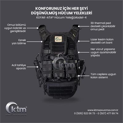 KUYAK-ATA® Hücum Yeleği,Model-4, Siyah Renk