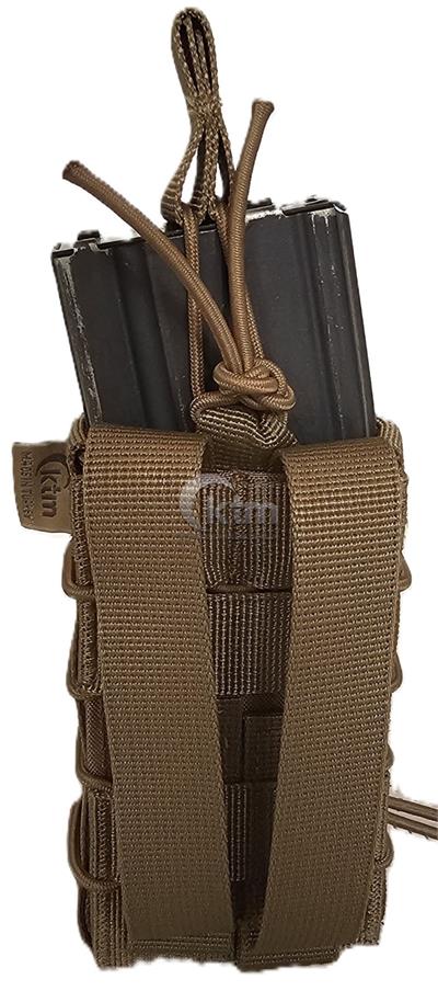 Tekli Lastikli Şarjör Cebi,  5,56 mm. Coyote