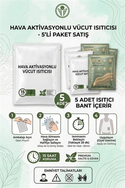 Single Sword 5 Lİ Paket Aktivasyonlu Vücut Isıtıcı Bant Cep Sobası 15 Saat Etkili