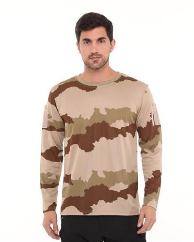 Single Sword Bisiklet Yaka Kamuflaj Desen Pamuklu Erkek T-Shirt