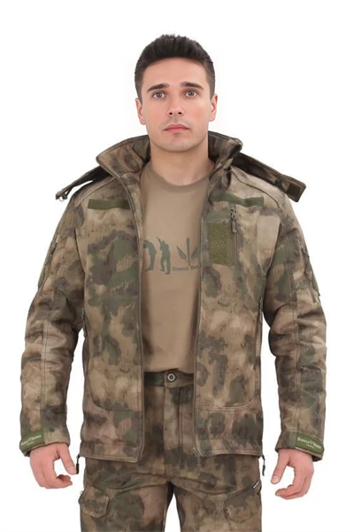 Single Sword Su&Rüzgâr Geçirmez Kapüşonlu Softshell Kışlık Erkek Mont
