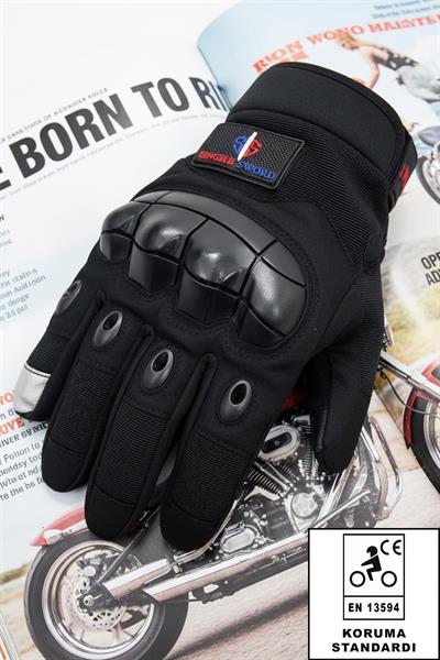 Single Sword Tam Parmak Dokunmatik Özellikli iç ve Dış Koruma Destekli Taktik Motorcu Eldiveni