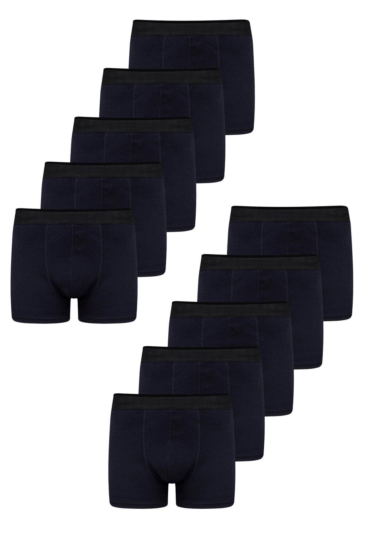Erkek 10lu Pamuklu Slim Fit Boxer Seti – Geniş Beden Aralığı