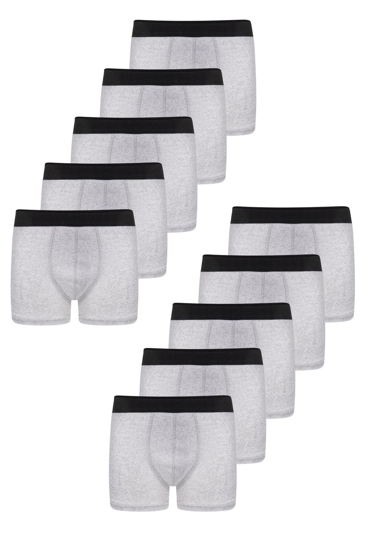 Erkek 10lu Pamuklu Slim Fit Boxer Seti – Geniş Beden Aralığı