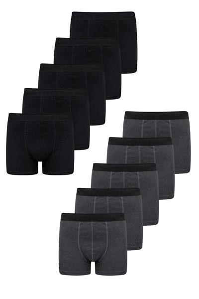 Erkek 10lu Pamuklu Slim Fit Boxer Seti – Geniş Beden Aralığı