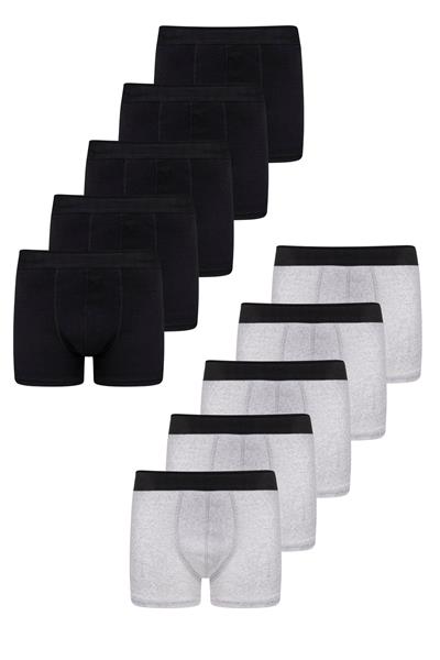 Erkek 10lu Pamuklu Slim Fit Boxer Seti – Geniş Beden Aralığı