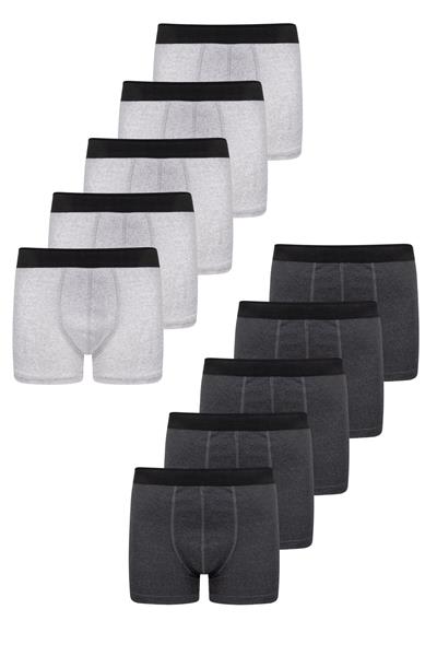 Erkek 10lu Pamuklu Slim Fit Boxer Seti – Geniş Beden Aralığı