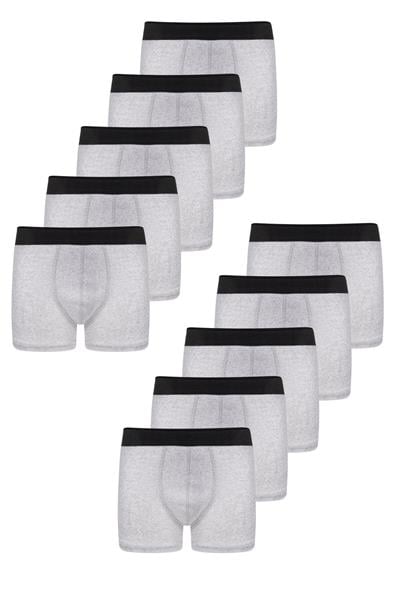 Erkek 10lu Pamuklu Slim Fit Boxer Seti – Geniş Beden Aralığı
