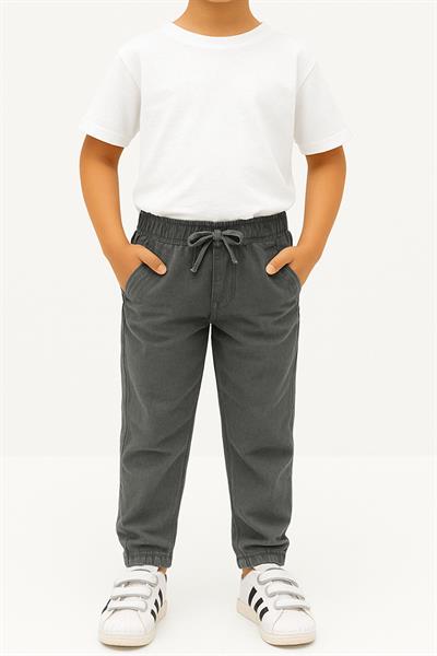 Erkek Çocuk Jogger Pantolon Keten Görünümlü Cepli Günlük Rahat Fit