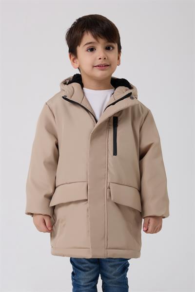 Erkek Çocuk Kürklü Su Ve Rüzgar Geçirmez Kapüşonlu 3 Kışlık Mont & Kaban & Parka