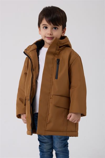 Erkek Çocuk Kürklü Su Ve Rüzgar Geçirmez Kapüşonlu 3 Kışlık Mont & Kaban & Parka