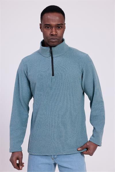 Erkek Fit Dik Yaka Yarım Fermuarlı Sweatshirt Polar