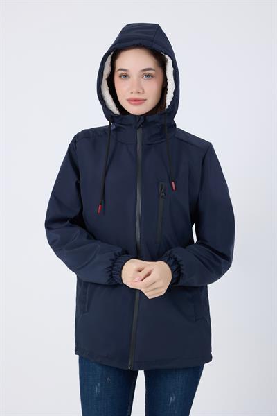 Spor Kadın Kürklü Su Ve Rüzgar Geçirmez Kapüşonlu Mont & Kaban & Parka