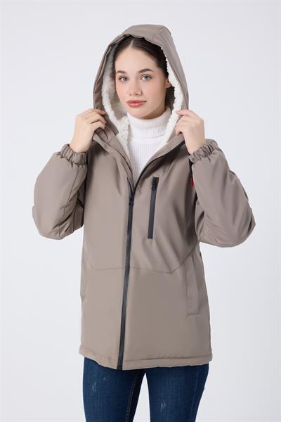 Spor Kadın Kürklü Su Ve Rüzgar Geçirmez Kapüşonlu Mont & Kaban & Parka