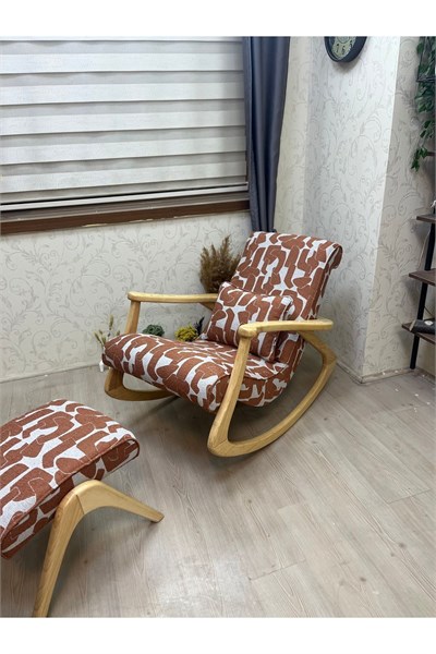 Ekol Naturel Turuncu Desenli Sallanan Sandalye Dinlenme Emzirme Baba Tv Okuma Babalar Günü Hediyesi