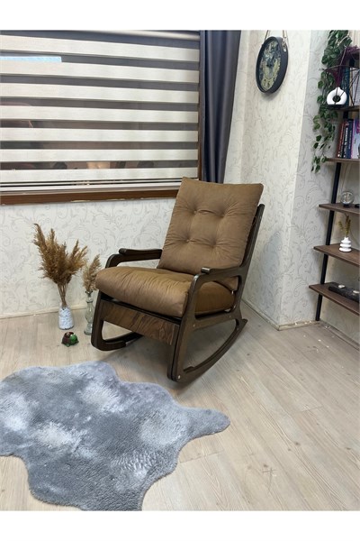 Kontes Kahverengi Sallanan Sandalye Sallanan Koltuk Baba Koltuğu Okuma Koltuğu
