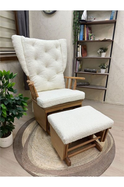 Mama Puflu Lake Teddy Krem Minderli Puflu Sallanan Sandalye Emzirme Koltuğu Babalar Günü Hediyesi