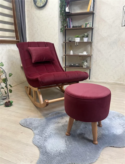 Miskin Bordo Puflu Sallanan Sandalye 