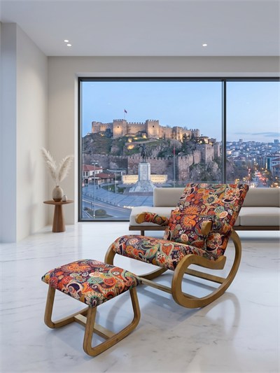 SALVADOR RETRO DESENLİ PUFLU SALLANAN SANDALYE