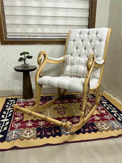 Vintage Keten Krem Sallanan Sandalye | TV Koltuğu | Dinlenme Koltuğu 