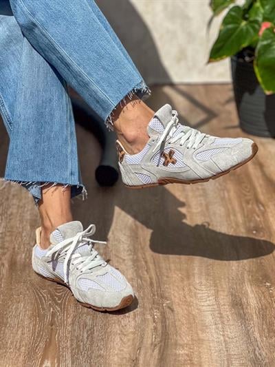 Miu Hakiki Deri File Detaylı Beyaz Kadın Sneaker