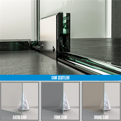 PAKDUŞ VERA D111A İki Duvar Arası, 1 Sabit 1 Açılır, 8 Mm, H:190 Cm Şeffaf Duşakabin