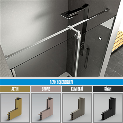 PAKDUŞ VERA D221A Yan Panelli, 2 Sabit 1 Açılır, Dikdörtgen, 8 Mm, H:190 Cm Şeffaf Duşakabin