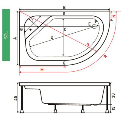 SHOWER ANETHUM Asimetrik Oturmalı Mini Küvet
