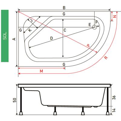 SHOWER ANTERES Asimetrik Oturmalı Küvet