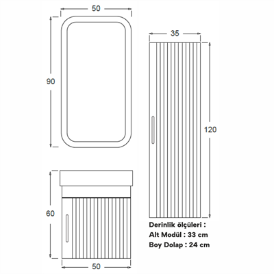 SHOWER AREA Banyo Dolabı 50 Cm (Boy Dolabı Dahil Değildir.)