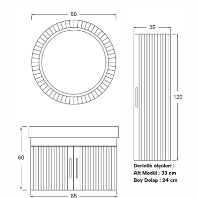 SHOWER AREA Banyo Dolabı 85 Cm (Boy Dolabı Dahil Değildir.)