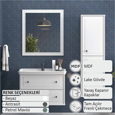 SHOWER ART DECO Banyo Dolabı 80 Cm (Boy Dolabı Dahil Değildir.)