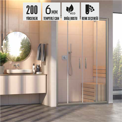 SHOWER AVA İki Duvar Arası 2 Sabit 2 Açılır Kabin