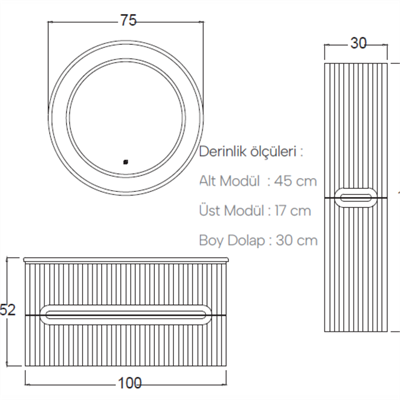 SHOWER BLUE Banyo Dolabı 100 Cm (Boy Dolabı Dahil Değildir.)