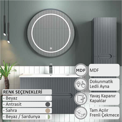 SHOWER BLUE Banyo Dolabı 100 Cm (Boy Dolabı Dahil Değildir.)