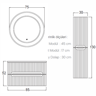 SHOWER BLUE Banyo Dolabı 85 Cm (Boy Dolabı Dahil Değildir.)